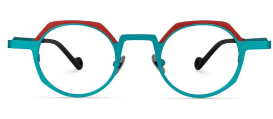Wasp - Liberated Eyewear, Inc. designer Japanese titanium round two toned eyeglasses. progressive glasses, single vision glasses