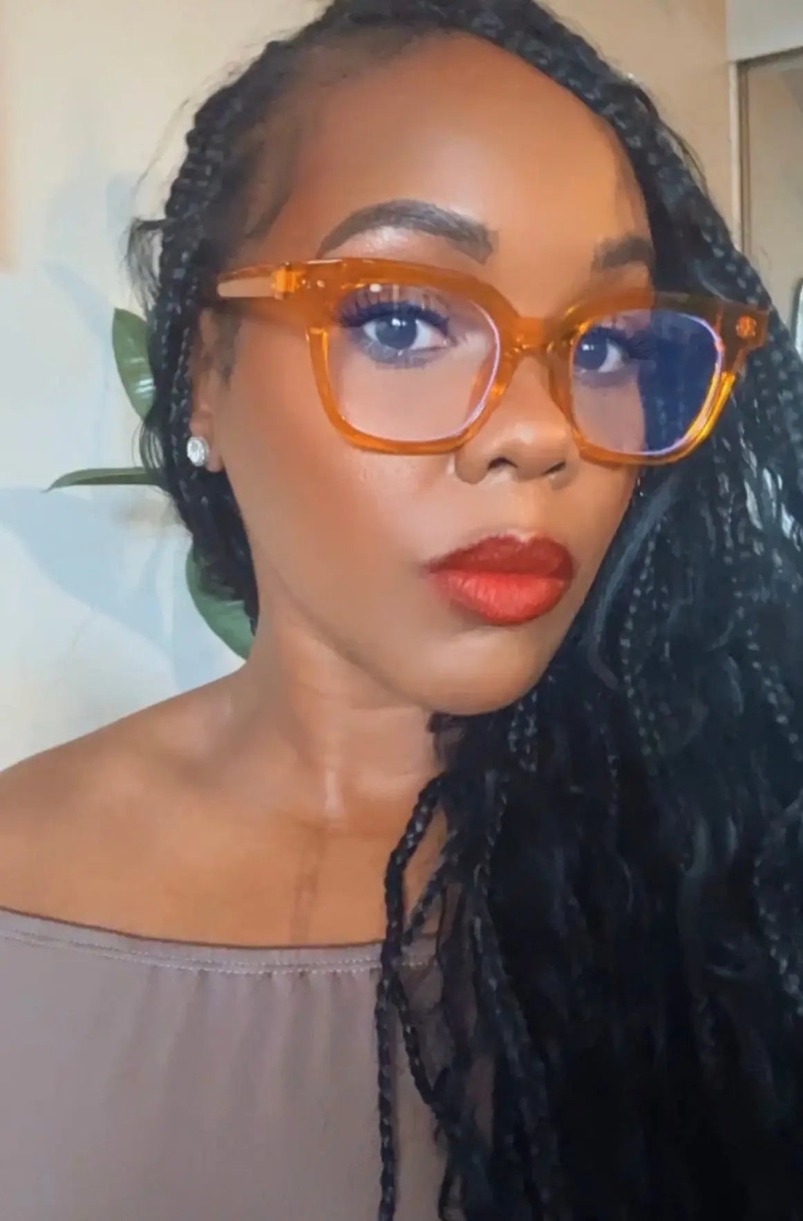 Underline - Liberated Eyewear, Inc. beautiful black woman in orange acetate eyeglasses in single vision